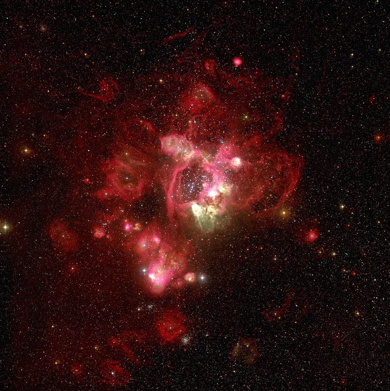 La superburbuja N44 alrededor del c�mulo de estrellas NGC 1929. Cr�dito: ESO/La Silla.