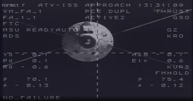 El ATV-4 atrac con la estacin espacial enforma automtica. Crdito: ESA.