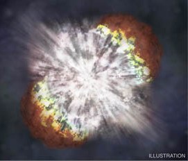Ilustracin artstica de la supernova SN 2006 gy. Haga click en la imagen para agrandar.