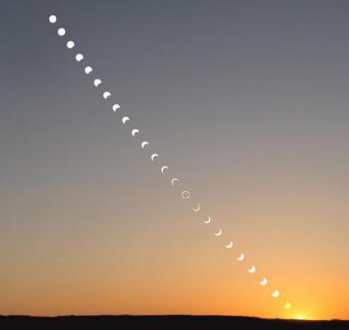 La secuencia del paso de la Luna frente al Sol antes del atardecer. Crdito: Chris Schur.
