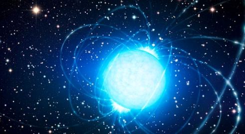 La impresin artstica del magnetar del cmulo Westerlund 1.  Crdito: ESO.