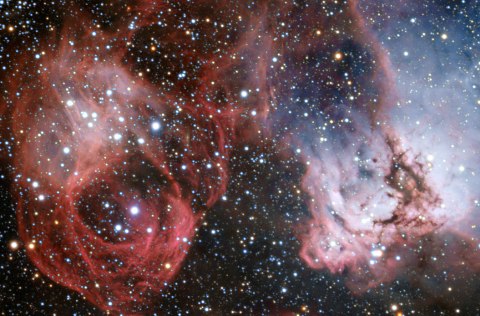  Nubes de gas y polvo en NGC 2035 donde nacen nuevas estrellas y que se entremezclan con polvo de estrellas que estallan como supernovas. Crdito: ESO/VLT.