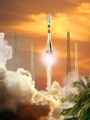 Un cohete ruso Soyuz despega desde la colonia francesa de Guyana. Ilustracin ESA