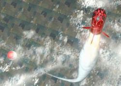 As se ver el cohete Wild Fire luego de despegar desde un globo hacia el espacio.
