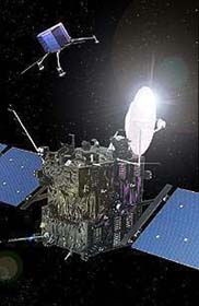 La nave Rosseta y la sonda de descenso Philae. Crédito ESA.