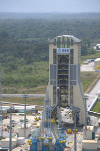 Plataforma de lanzamiento de los cohetes Soyuz rusos desde Kourou, Guyana Francesa, Sudamrica. Foto: ESA.